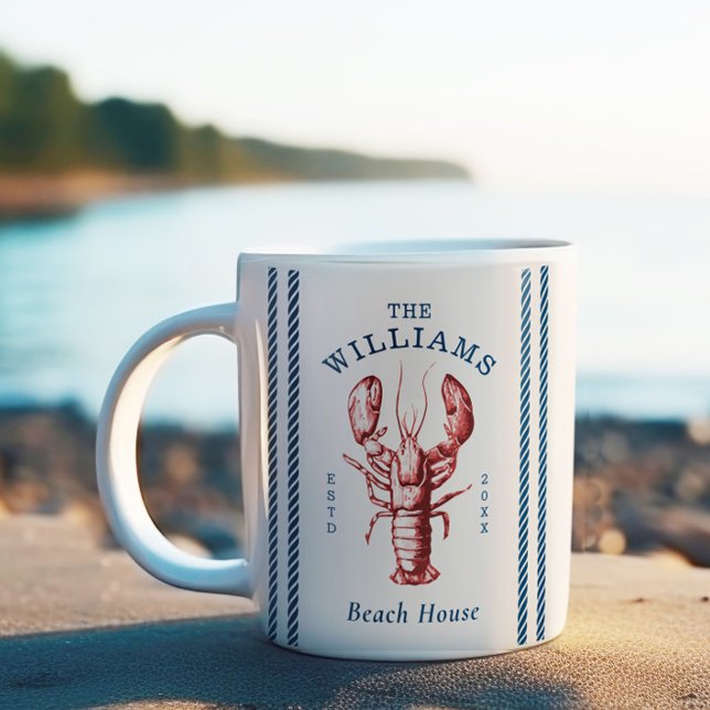 Mug Maison de plage du homard côtier (Créateur téléchargé)