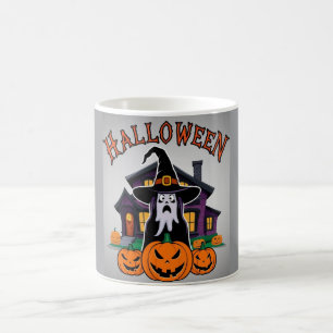 Mug Maison fantôme Halloween, citrouilles, sorcière, c