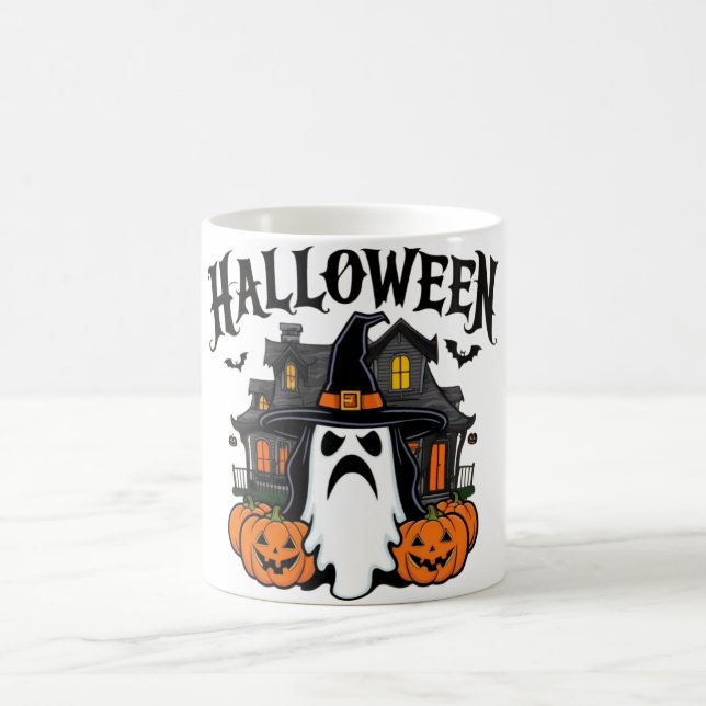 Mug Maison fantôme Halloween, citrouilles, sorcière, c (Centre)