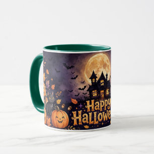 Mug Maison hantée Halloween effrayante citrouilles cha