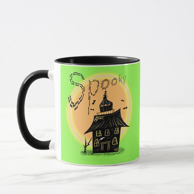Mug Maison hantée Halloween Neon Éffrayant (Gauche)
