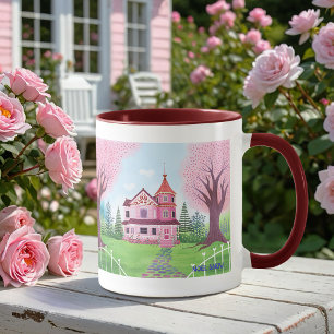 Mug Maison victorienne rose & Fleur de cerisier