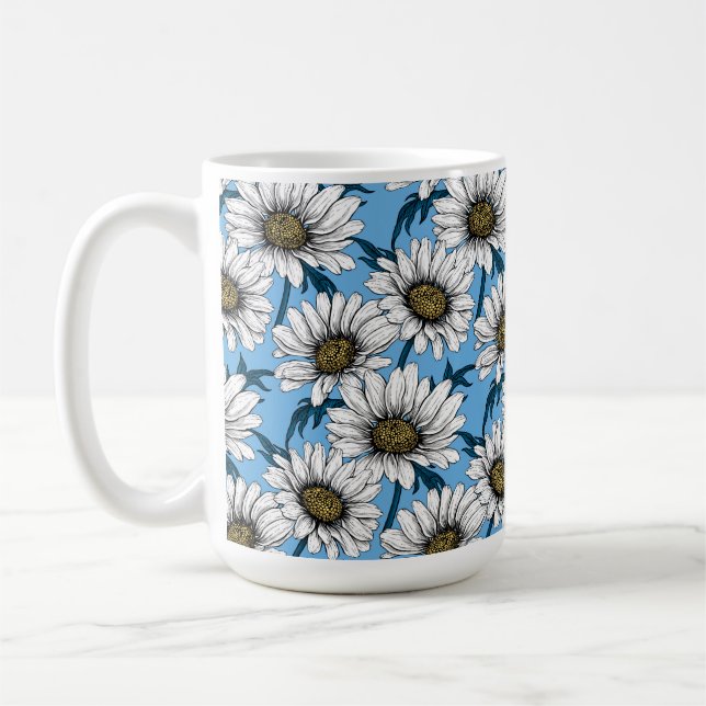Mug Maisonnettes, fleurs sauvages sur bleu (Gauche)