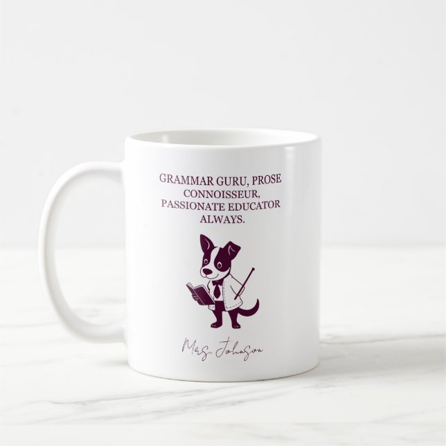 Mug Maître de grammaire Connaisseur de prose Éducateur (Gauche)