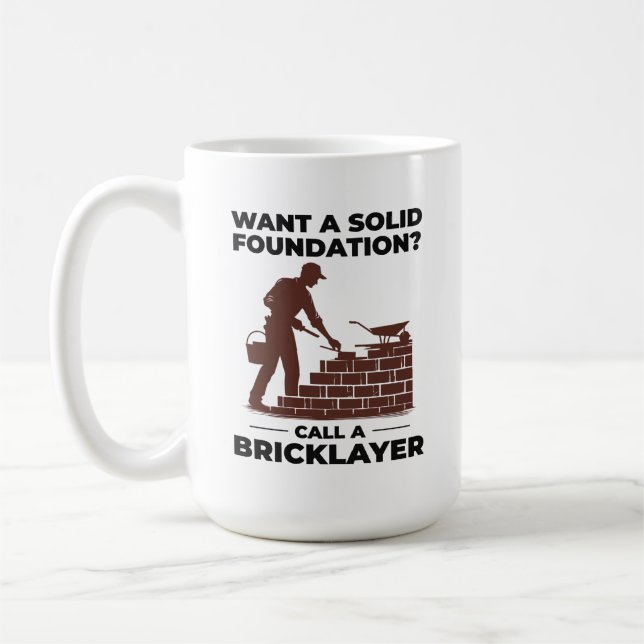 Mug Maître de l'empilage humoristique brique maçon (Gauche)
