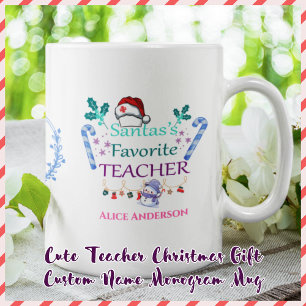 Mug Maître Noël Cadeau de Noël Nom personnalisé Monogr