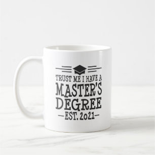 Mug Maîtrise Diplôme de 2021 Cadeau d'études MSW MB