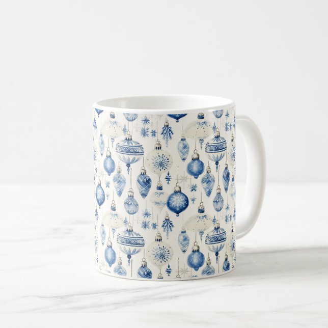Mug Majestic Bleue : Ornements et arbres (Devant droit)