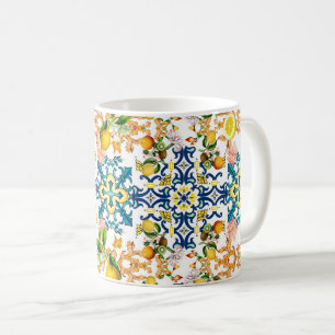 Mug Majolica, tuiles siciliennes, citrons agrumes 