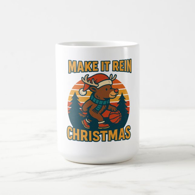 Mug Make it Rein - Retro 80s Reindeer Christmas Design (Centre)