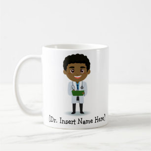 Mug Mâle noir/africain de docteur mignon personnalisé,