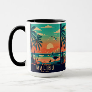 Mug Malibu California Retro Sunset Souvenirs 1950