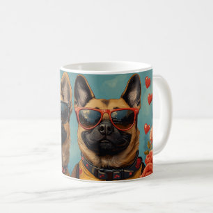Mug Malinoi belge avec coeur Roses Saint Valentin