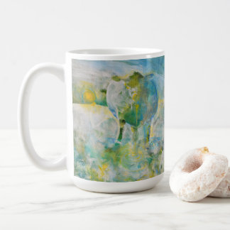 Mug Mama Cow Country Farm Art Blue Green Large
