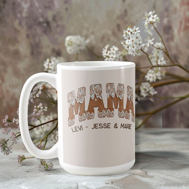 Mug Mama en cuir n'dentelle Pays Varsville Style (Créateur téléchargé)