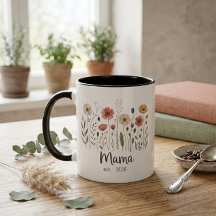 Mug Mama Est Floral Année Art Botanique Fleur Sauvage