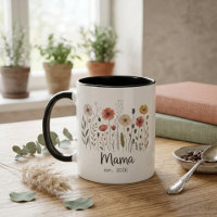 Mama Est Floral Année Botanique Art de Fleur Sauva