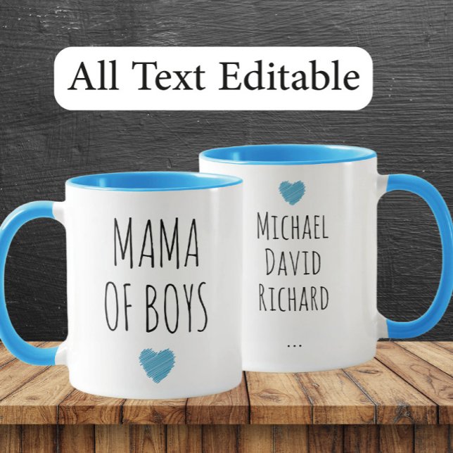 Mug Mama of Boys Custom Names - Heartfelt Gift for Mom (Créateur téléchargé)