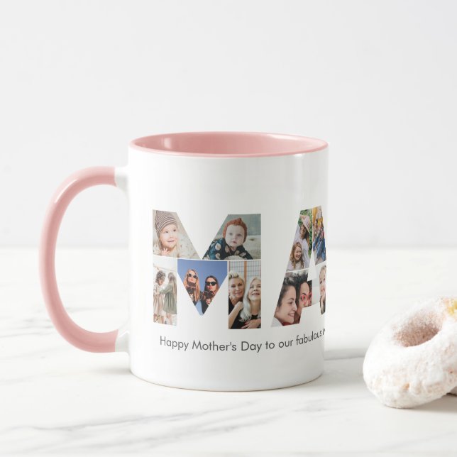 Mug Mama Photo Collage Fête des mères Mère Anniversair (Avec donut)