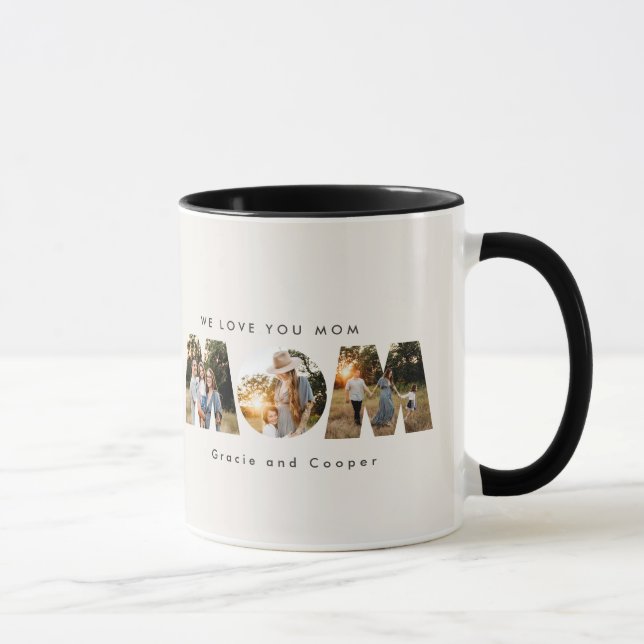 Mug Maman 3 photo moderne élégant noir crème mère jour (Droite)