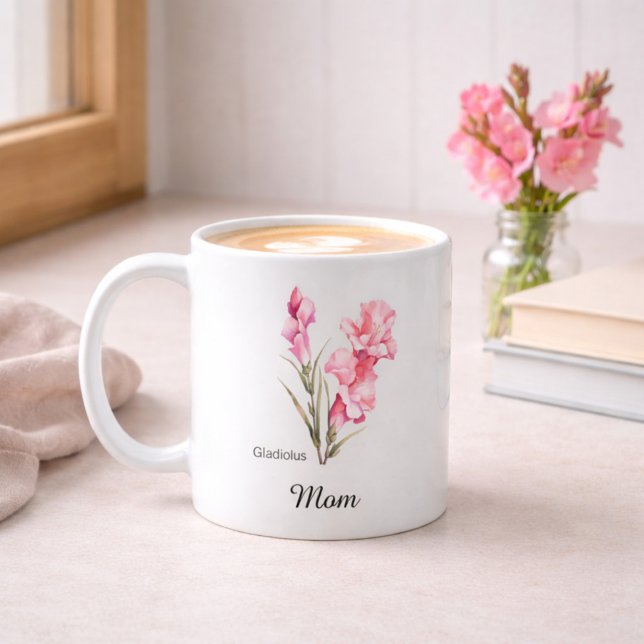 Mug Maman Août Fleur de Naissance Glaïeul (Créateur téléchargé)