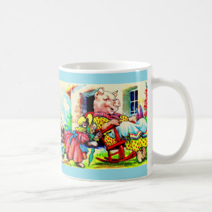 Mug maman chaton et bébé chaton visitent le cochon des