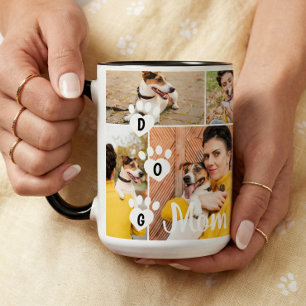 Mug Maman Chien Collage Photo Moderne Minimaliste Empr