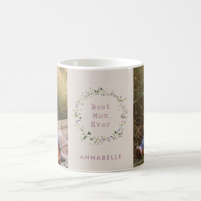 Mug Maman couronne fleurie cadeau simple élégant girly (Centre)