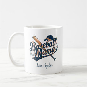 Mug Maman de baseball, Fête des mères Nom personnalisé