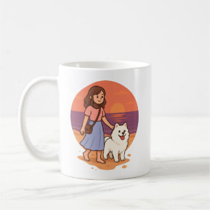 Mug Maman de Chien Mignon Marchant avec son Toutou Flu