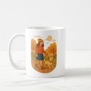 Mug Maman de chien mignon promenant son chiot dans une