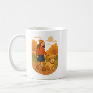 Mug Maman de chien mignon promenant son chiot dans une