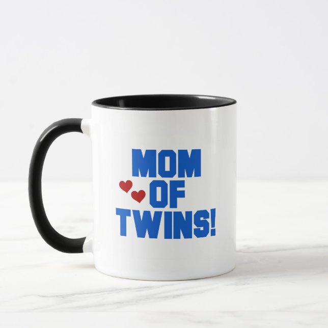 Mug Maman de maillots et cadeaux Twins-Blue Text (Gauche)