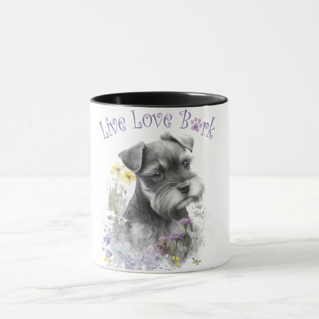 Mug Maman de Schnauzer Fleurs (Centre)