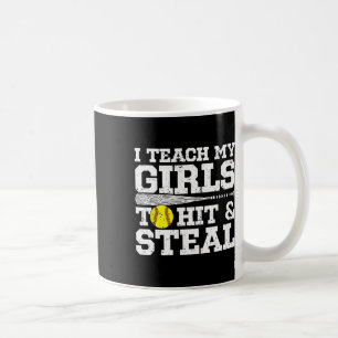 Mug Maman de softball drôle J'apprends à mes filles à