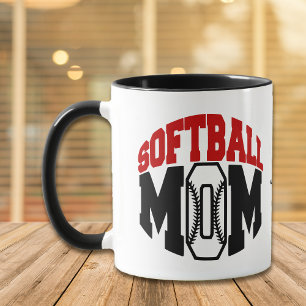 Mug Maman de softball rouge personnalisée