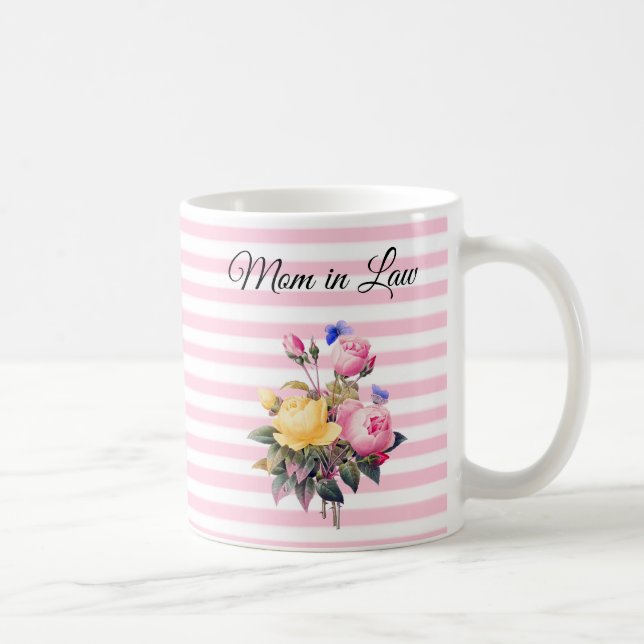 Mug Maman en droit Rose Bouquet Boug personnalisé (Droite)