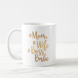 Mug Maman. Épouse, Boss Babe Trendy Gold Brush Script