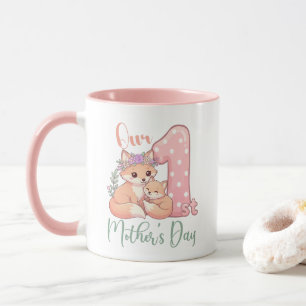 Mug Maman et bébé renard rose 1ère fête des mères