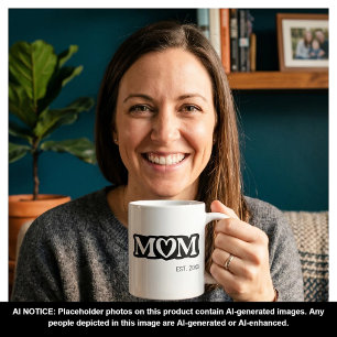 Mug Maman établie Cœur audacieux noir et blanc Mignon