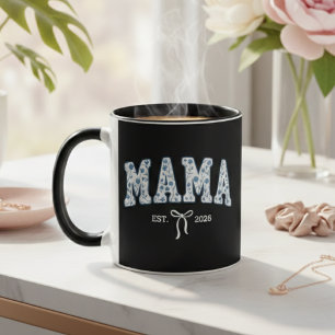 Mug Maman Floral Bleu Varsity Minimal Maternité