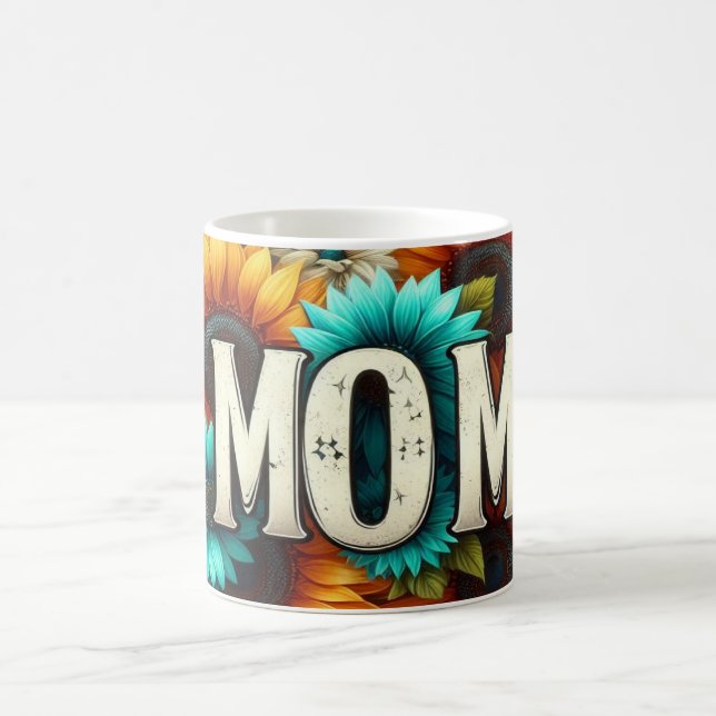 Mug Maman florale colorée avec des tournesols et léopa (Centre)