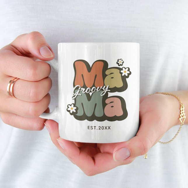 Mug Maman Groovy Rétro (Créateur téléchargé)