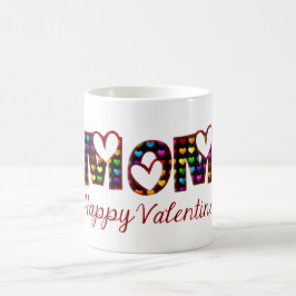Mug Maman heureux Valentine mignonne Coeurs Typographi