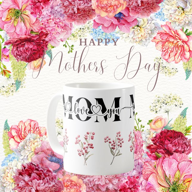 Mug Maman Je T'Aime Baies Rouges (Mom I Love You Red Berries Coffee Mug)