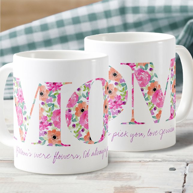 Mug Maman jolies lettres florales Si maman était des f (Créateur téléchargé)