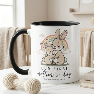 Mug Maman Lapin Pastel Bébé Premier Jour de la Fête de