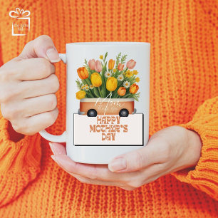 Mug Maman, Merci Peach Bouquet Mère's Day Café