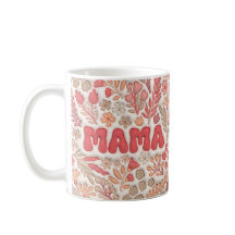 Maman motif floral rouge pastel et pêche