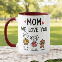 Maman Nous T'aimons Enfants et Chien Noms de Famil
